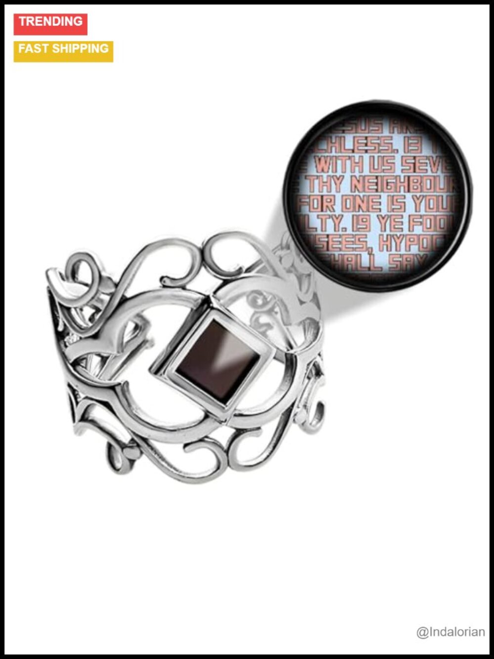 Sterling Silver Celtic Swirl Ring Nano Bible Adjustable Statement